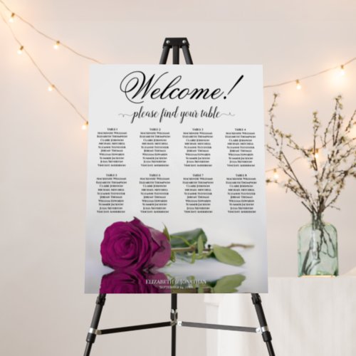 Welcome 8 Table Cassis Magenta Rose Seating Chart Foam Board
