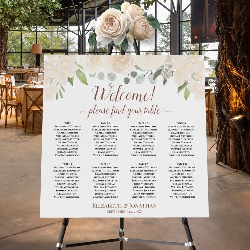 Welcome 8 Table Champagne Floral Seating Chart Foam Board