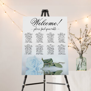 Welcome! 8 Table Dusty Blue Rose Seating Chart Foam Board
