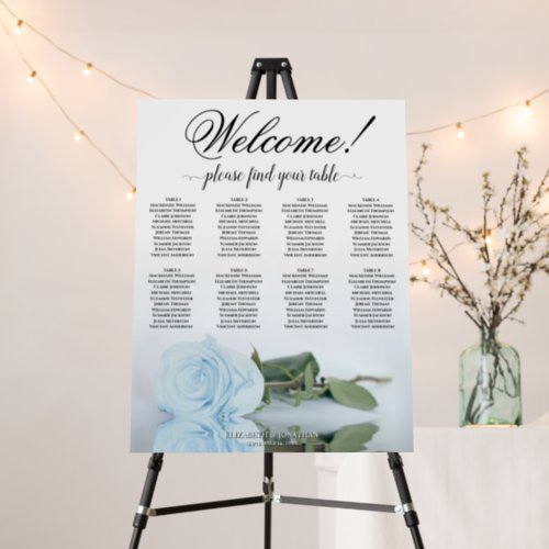 Welcome 8 Table Dusty Blue Rose Seating Chart Foam Board