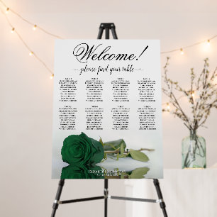 Welcome! 8 Table Emerald Green Rose Seating Chart Foam Board