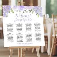 Welcome! 8 Table Lavender Floral Seating Chart