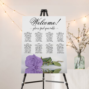 Welcome 8 Table Lavender Purple Rose Seating Chart Foam Board