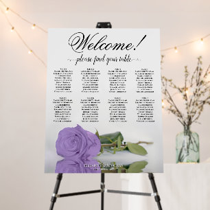 Welcome 8 Table Lavender Purple Rose Seating Chart Foam Board