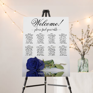 Welcome! 8 Table Navy Blue Rose Seating Chart Foam Board