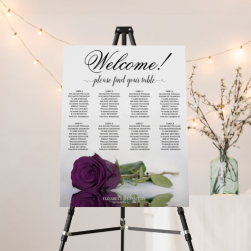 Welcome 8 Table Plum Purple Rose Seating Chart Foam Board