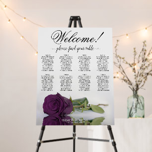 Welcome! 8 Table Plum Purple Rose Seating Chart Foam Board