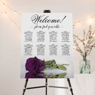 Welcome! 8 Table Plum Purple Rose Seating Chart Foam Board