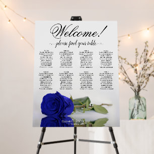 Welcome! 8 Table Royal Blue Rose Seating Chart Foam Board