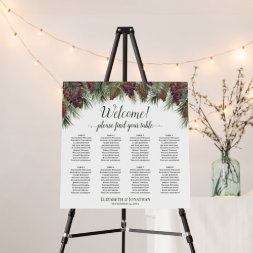 Welcome 8 Table Rustic Pinecones Seating Chart Foam Board