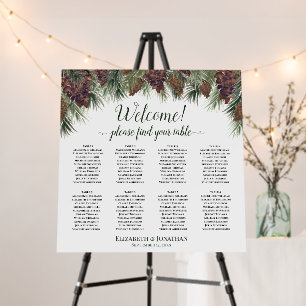Welcome! 8 Table Rustic Pinecones Seating Chart Foam Board