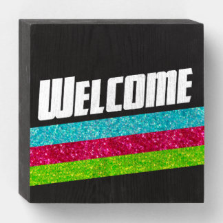 Welcome 90's wooden box sign