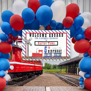 Welcome Aboard 5th Birthday Express Train Banner