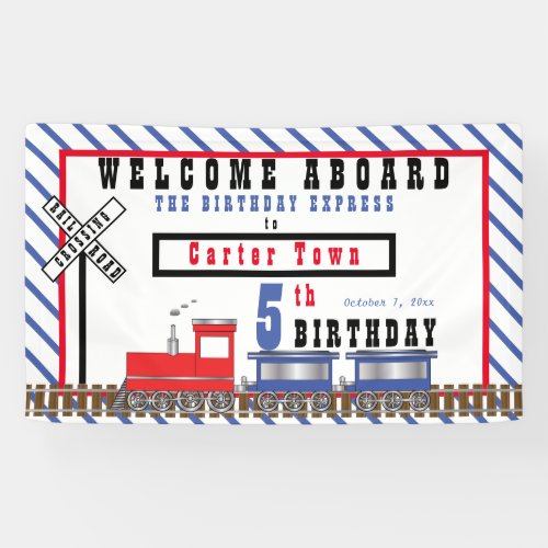 Welcome Aboard 5th Birthday Express Train Banner
