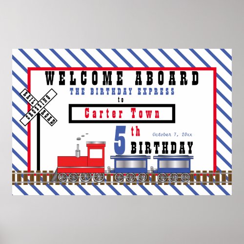 Welcome Aboard 5th Birthday Express Train Poster