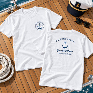 Welcome Aboard Anchor Boat Name Captain T-Shirt