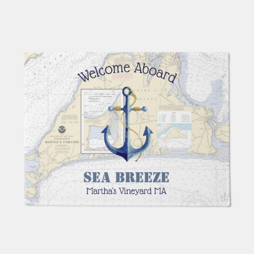 Welcome Aboard Anchor Boat Name Marthas Vineyard Doormat