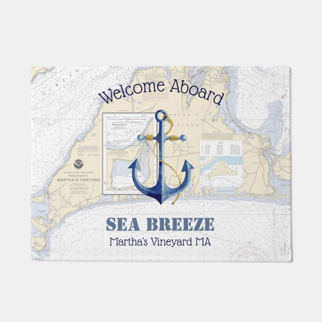 Welcome Aboard Anchor Boat Name Martha's Vineyard Doormat