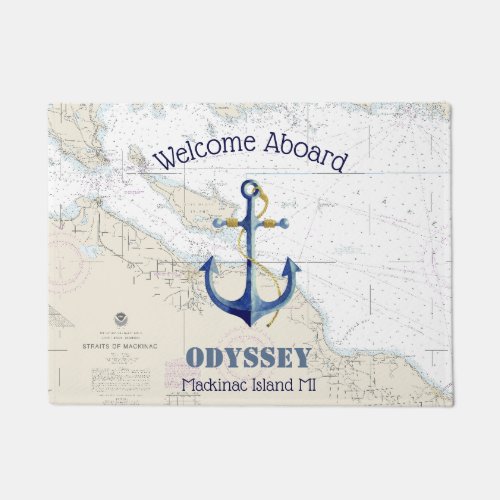 Welcome Aboard Anchor Boat Name Michigan Doormat