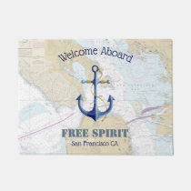 Welcome Aboard Anchor Boat Name San Francisco Doormat