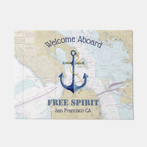 Welcome Aboard Anchor Boat Name San Francisco Doormat