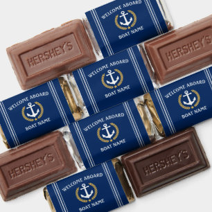 Welcome Aboard Anchor Gold Color Laurel Boat Name Hershey's Miniatures