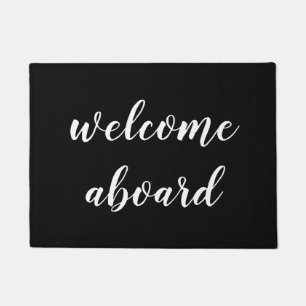 Welcome Aboard Black and White Doormat