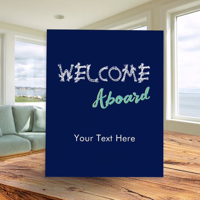Welcome Aboard | Blue Nautical Custom Guest Sign (A 'Welcome Aboard' sign for a boat, beach house or vacation let, ideal for rooms with nautical decor)