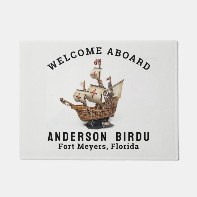 Welcome Aboard Boat Name Anchor Doormat (Front)