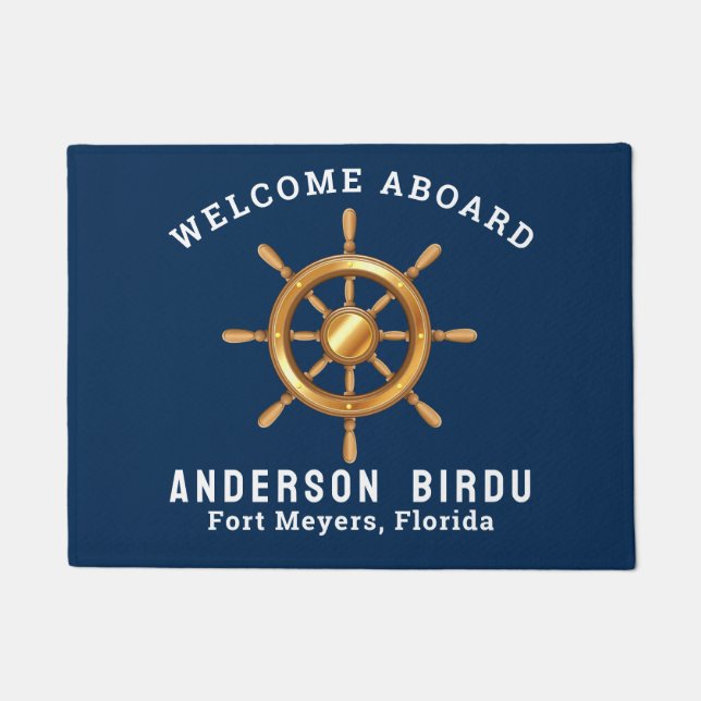 Welcome Aboard Boat Name Anchor Doormat (Front)