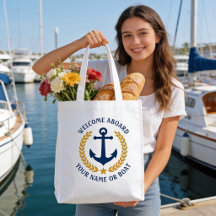 Welcome Aboard Boat Name Anchor Gold Laurel Star