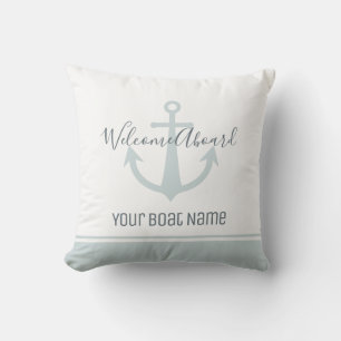 Welcome Aboard Boat Name Anchor Nautical Outdoor Pillow