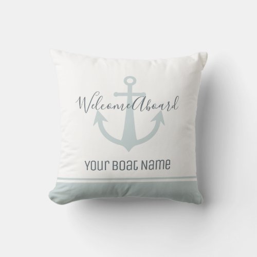 Welcome Aboard Boat Name Anchor Nautical Outdoor Pillow