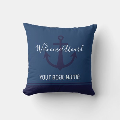 Welcome Aboard Boat Name Anchor Nautical Outdoor Pillow