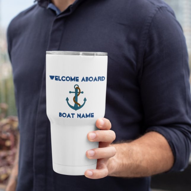Welcome Aboard Boat name Anchor Nautical Sticker (Creator Uploaded)