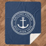 Welcome aboard boat name anchor rope border sherpa blanket