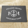 Welcome Aboard Boat Name Anchor Seahorse Compass Rug