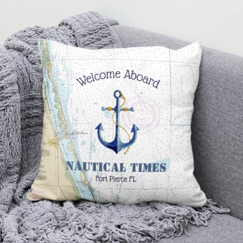 Welcome Aboard Boat Name Authentic Nautical Anchor Outdoor Pillow