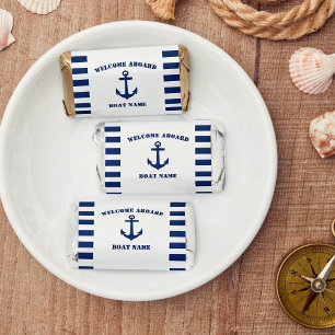 Welcome Aboard Boat Name Classic Anchor Stripe Hershey's Miniatures