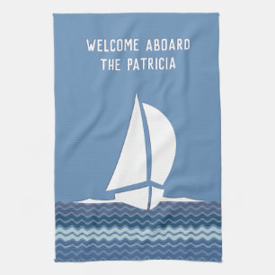 Welcome Aboard (Boat Name) Kitchen Towel
