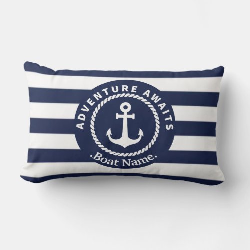 Welcome Aboard Boat Name   Lumbar Pillow