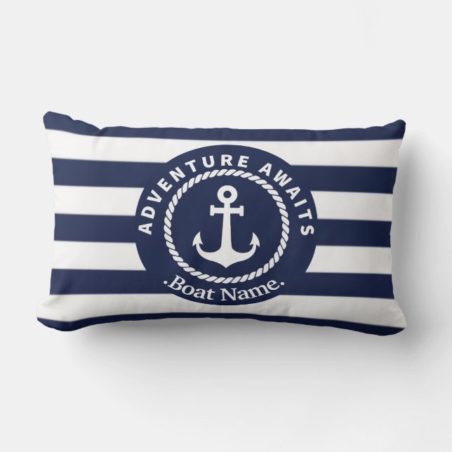 Welcome Aboard. Boat Name.   Lumbar Pillow (Front)