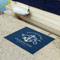 Welcome Aboard Boat Name Nautical Anchor Navy