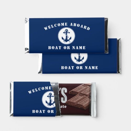 Welcome Aboard Boat Name Nautical Anchor Rope Navy Hershey Bar Favors