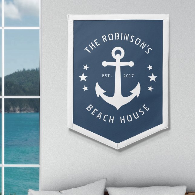 Welcome Aboard Boat Name Nautical Anchor Stars Pennant (Creator Uploaded)