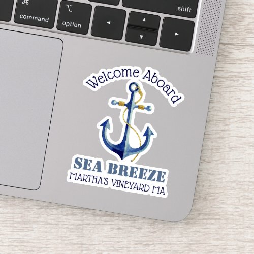 Welcome Aboard Boat Name Nautical Anchor Sticker
