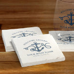 Welcome Aboard Boat Name Nautical Anchor Stone Coaster<br><div class="desc">Add a cool personalized touch to your sailboat or yacht with these classic nautical Welcome Aboard stone coasters,  featuring a navy blue anchor entwined with rope and easy to customize navy blue text templates for your boat name and registry.</div>