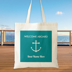 Welcome Aboard Boat Name Nautical Anchor Tote Bag