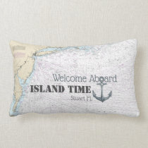 Welcome Aboard Boat Name Nautical Chart + Anchor Lumbar Pillow