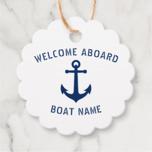 Welcome Aboard Boat Name Nautical Sea Anchor Favor Tags